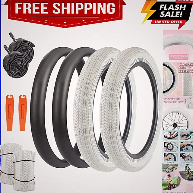 14/16/20/24/26 x 2.125 Bike tire with Tube 2 Pack Bike tire Kids Bike Folding...