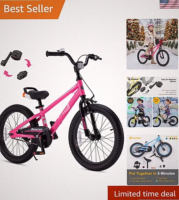 EZ Kids Bike 12 14 16 18 20 Inch Balance Pedal 2-in-1 Training Bicycle Boys G...