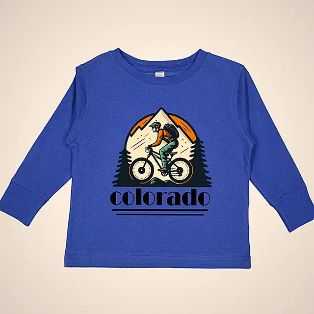 Inktastic Colorado Mountain Biking Toddler Long Sleeve T-Shirt Bike Mountains