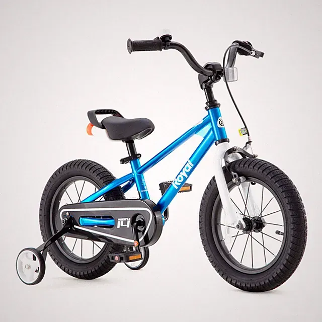 Kids Bike 14 Inch Freestyle Training Wheels Royal Blue RoyalBaby 3-5 Childrens