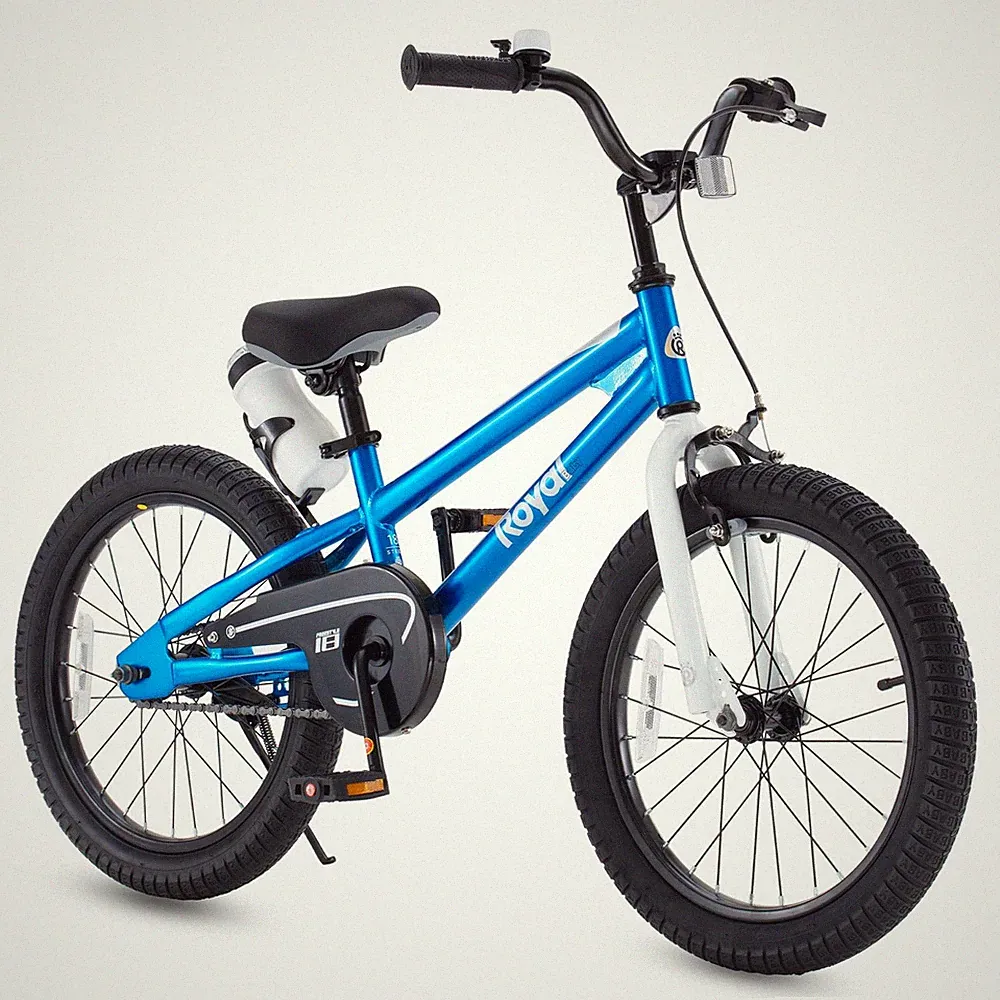 Kids Bike 18 Inch BMX Freestyle Kickstand Blue RoyalBaby 5-8 Boys Girls Bicycle
