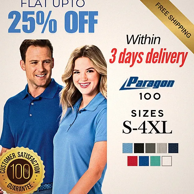 PG173 Paragon® 100 Unisex Short Sleeve Saratoga Polo Super Stylish Soft Shirt