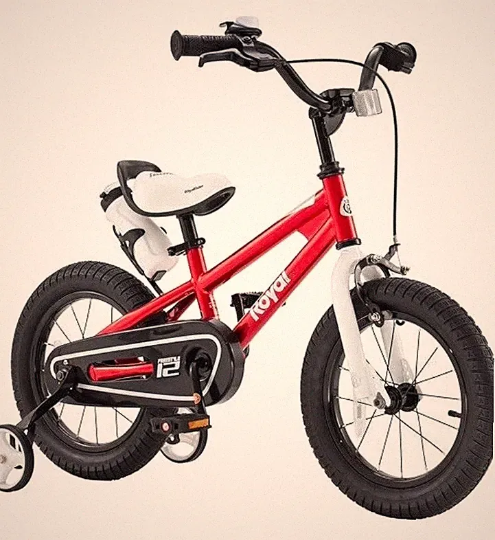 RoyalBaby Freestyle 14 in Kids Bike Red w/ Training Wheels Chain Guard BMX Bar