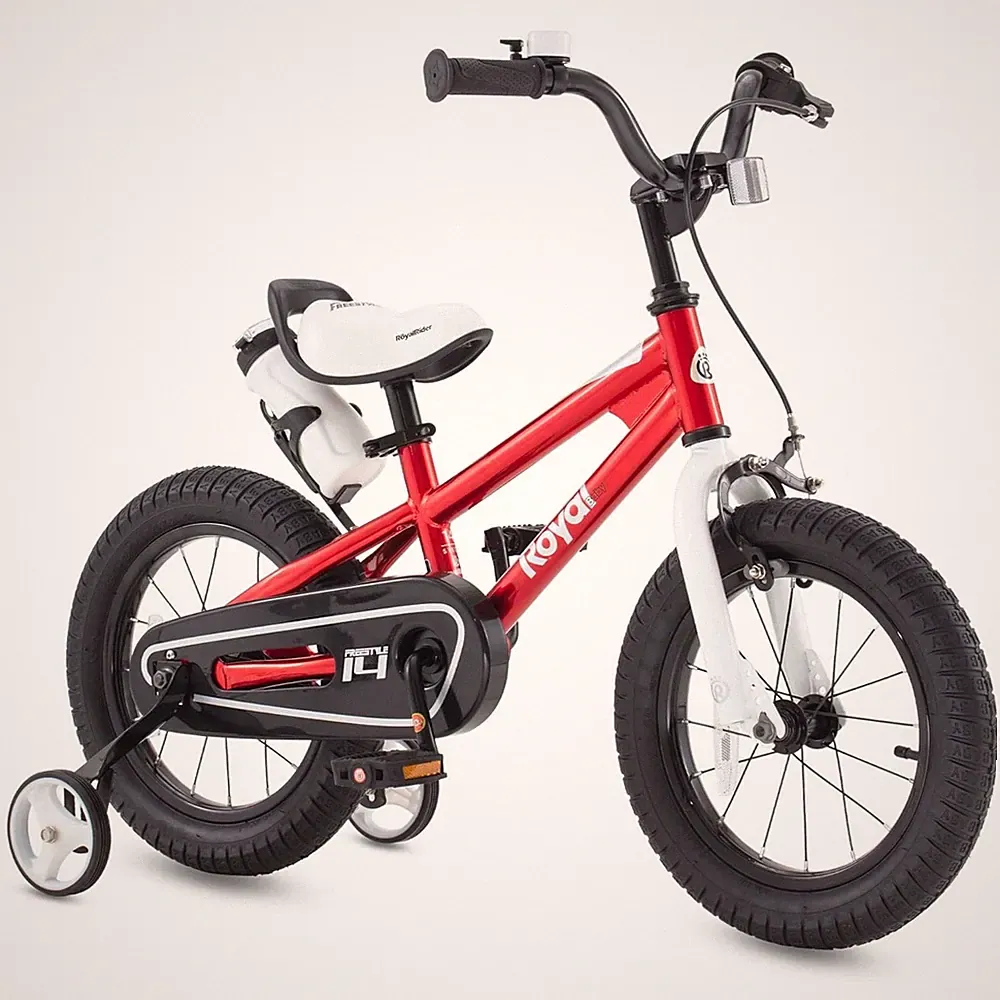 RoyalBaby Freestyle Outdoor Kid's Bicycle with Training Wheels, 16 Inch, Red