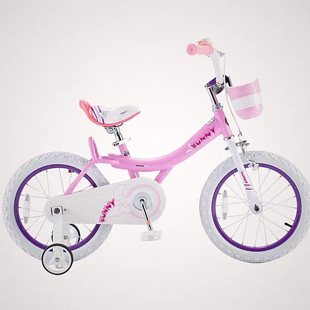 RoyalBaby Princess Girl Bike 16"w/Training Wheels & Kickstand, Bunny/Pink Purple