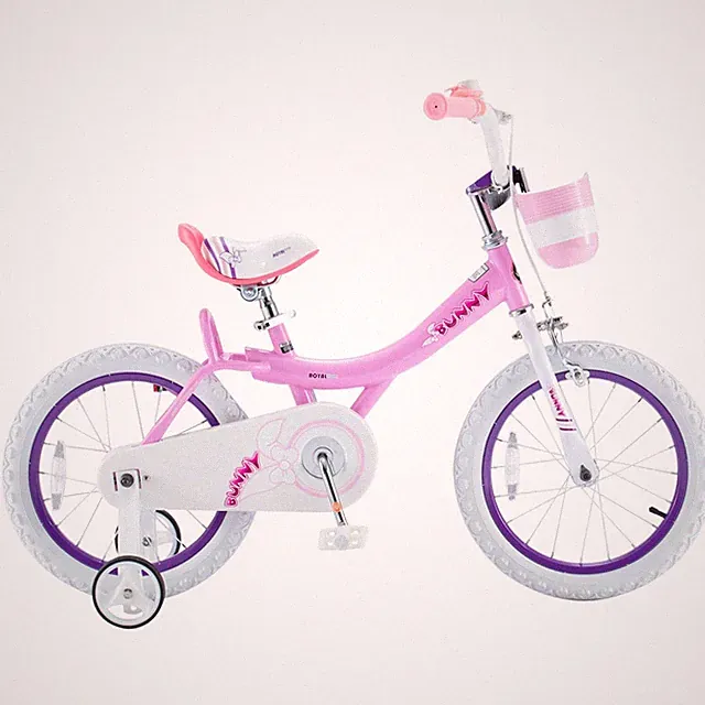 RoyalBaby Princess Girl Bike 16"w/Training Wheels & Kickstand, Bunny/Pink Purple