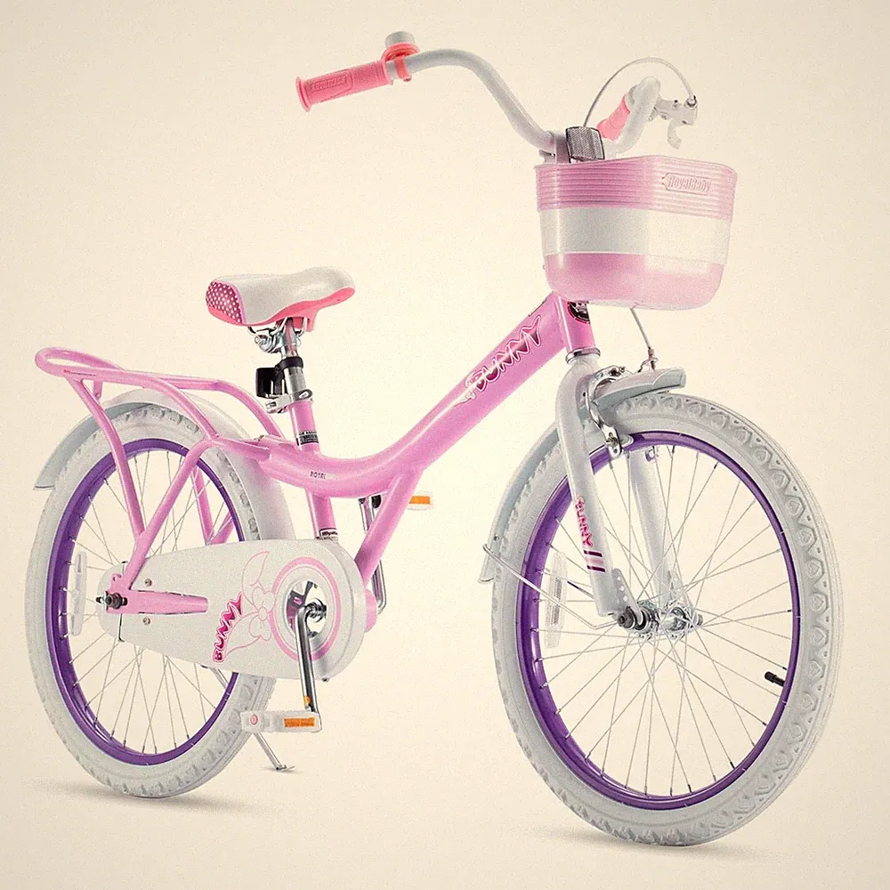 RoyalBaby Princess Girl Kids Bicycle 20" with Kickstand, Bunny/Pink Purple