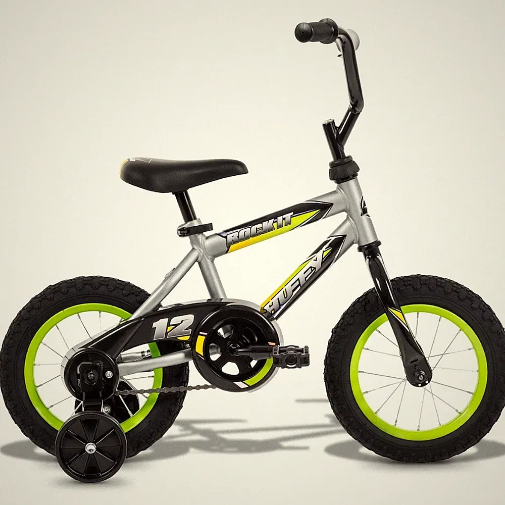 RoyalBaby Rock-It 12" Kids Bike w/ Training Wheels Boys Bicycle 3-5 Years Gray